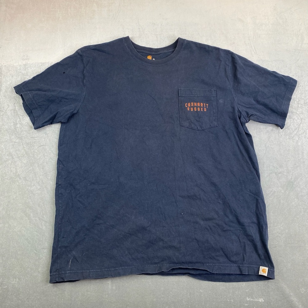 Carhartt Rugged T Shirt Navy Blue Relaxed Fit Mens XL‎ Workwear